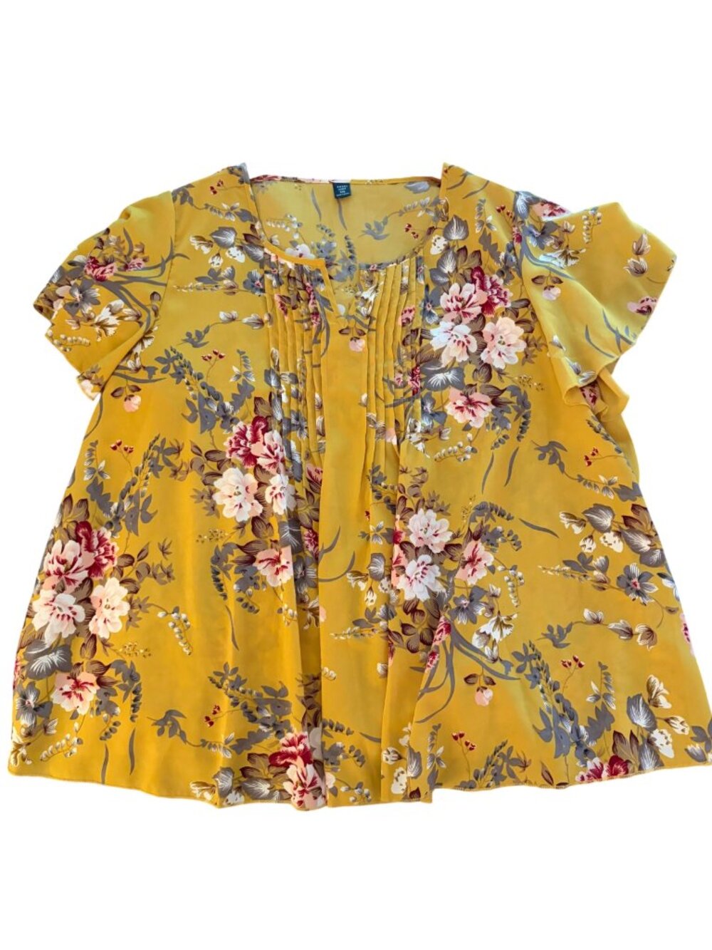 Women's Plus Size Shein Floral Print Pleated Neckline Blouse 4XL